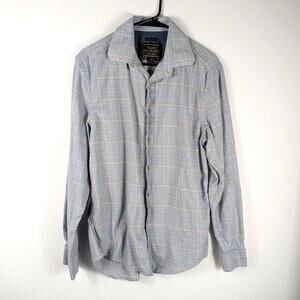 Jos A. Bank Reserve Medium Plaid Button Down Shirt Tailored Fit Cashmere Silk